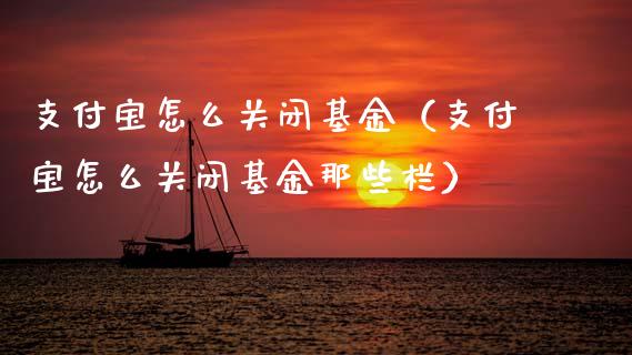 支付宝怎么关闭基金（支付宝怎么关闭基金那些栏）_https://www.kuaijiepai.net_期货理财_第1张