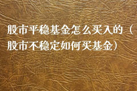 股市平稳基金怎么买入的（股市不稳定如何买基金）_https://www.kuaijiepai.net_期货理财_第1张