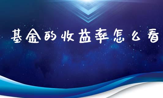 基金的收益率怎么看_https://www.kuaijiepai.net_国际股建_第1张