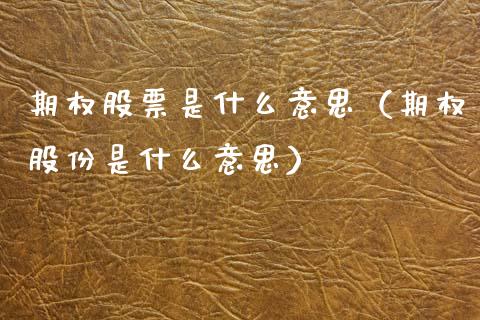 期权股票是什么意思（期权股份是什么意思）_https://www.kuaijiepai.net_国际期货_第1张