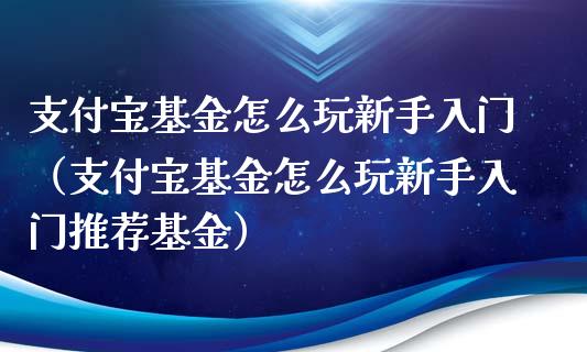支付宝基金怎么玩新手入门（支付宝基金怎么玩新手入门推荐基金）_https://www.kuaijiepai.net_期货理财_第1张