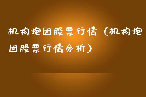 机构抱团股票行情（机构抱团股票行情分析）_https://www.kuaijiepai.net_新股新闻_第1张
