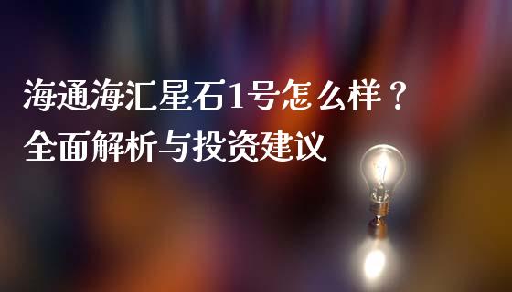 海通海汇星石1号怎么样？全面解析与投资建议_https://www.kuaijiepai.net_国际期货_第1张