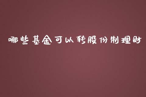 哪些基金可以转股份制理财_https://www.kuaijiepai.net_期货理财_第1张