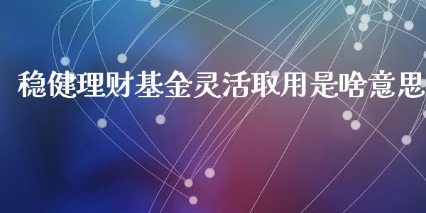 稳健理财基金灵活取用是啥意思_https://www.kuaijiepai.net_期货理财_第1张