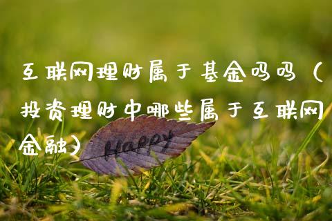互联网理财属于基金吗吗（投资理财中哪些属于互联网金融）_https://www.kuaijiepai.net_期货理财_第1张