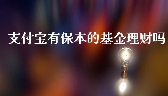 支付宝有保本的基金理财吗_https://www.kuaijiepai.net_投资理财_第1张