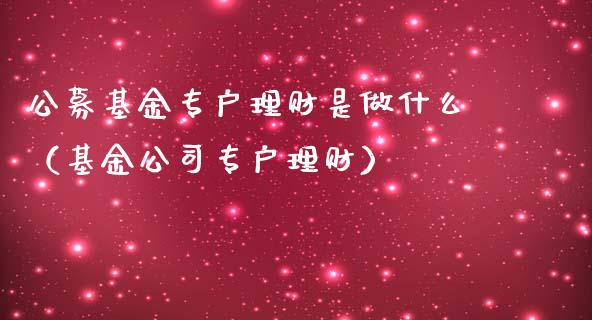 公募基金专户理财是做什么（基金公司专户理财）_https://www.kuaijiepai.net_投资理财_第1张
