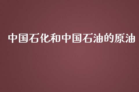 中国石化和中国石油的原油_https://www.kuaijiepai.net_期货在线_第1张