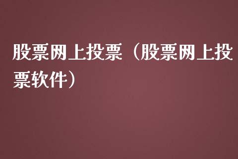 股票网上投票（股票网上投票软件）_https://www.kuaijiepai.net_股票理论_第1张