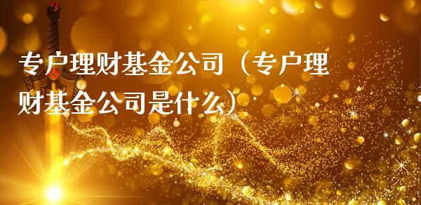 专户理财基金公司（专户理财基金公司是什么）_https://www.kuaijiepai.net_期货理财_第1张