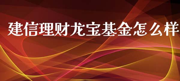 建信理财龙宝基金怎么样_https://www.kuaijiepai.net_期货理财_第1张