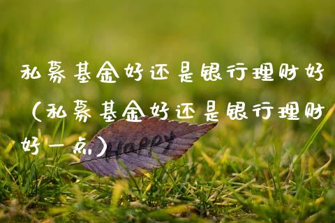 私募基金好还是银行理财好（私募基金好还是银行理财好一点）_https://www.kuaijiepai.net_期货理财_第1张