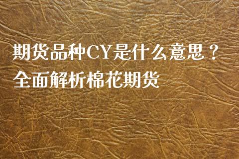 期货品种CY是什么意思？全面解析棉花期货_https://www.kuaijiepai.net_期货在线_第1张