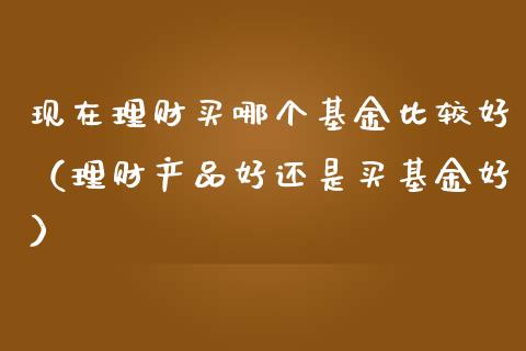 现在理财买哪个基金比较好（理财产品好还是买基金好）_https://www.kuaijiepai.net_期货理财_第1张