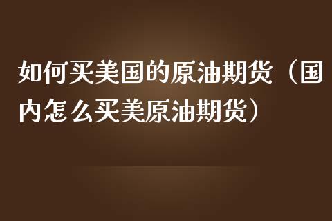 如何买美国的原油期货（国内怎么买美原油期货）_https://www.kuaijiepai.net_期货资讯_第1张