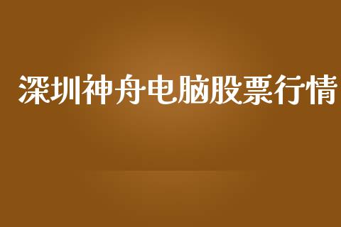 深圳神舟电脑股票行情_https://www.kuaijiepai.net_新股新闻_第1张