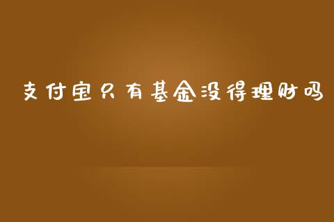 支付宝只有基金没得理财吗_https://www.kuaijiepai.net_投资理财_第1张