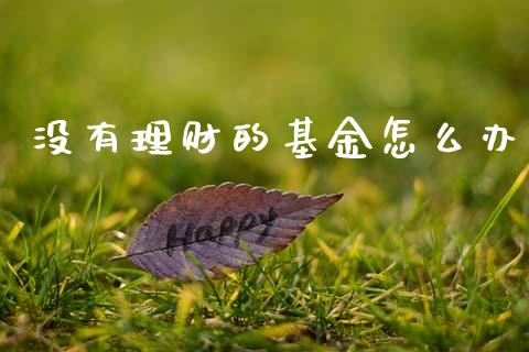 没有理财的基金怎么办_https://www.kuaijiepai.net_期货理财_第1张