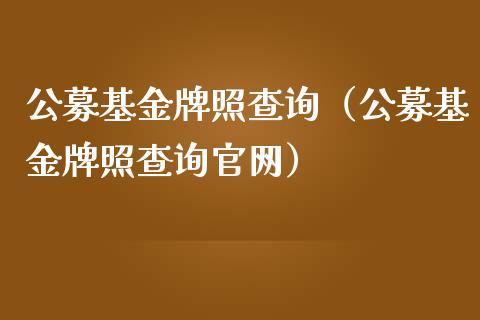 公募基金牌照查询（公募基金牌照查询官网）_https://www.kuaijiepai.net_期货理财_第1张