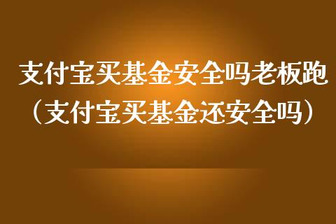 支付宝买基金安全吗老板跑（支付宝买基金还安全吗）_https://www.kuaijiepai.net_投资理财_第1张