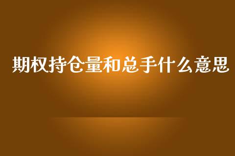 期权持仓量和总手什么意思_https://www.kuaijiepai.net_期货理财_第1张