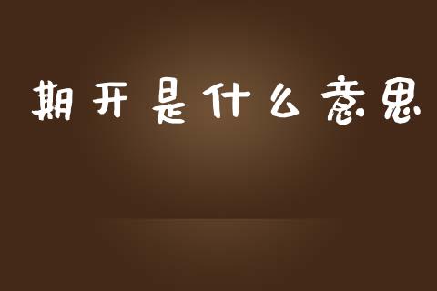 期开是什么意思_https://www.kuaijiepai.net_投资理财_第1张