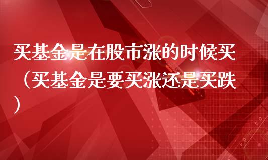 买基金是在股市涨的时候买（买基金是要买涨还是买跌）_https://www.kuaijiepai.net_期货理财_第1张