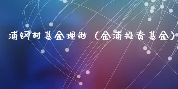 浦钢材基金理财（金浦投资基金）_https://www.kuaijiepai.net_期货理财_第1张