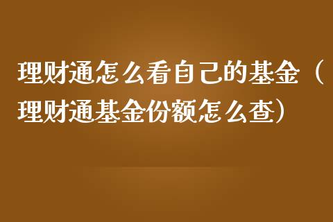 理财通怎么看自己的基金（理财通基金份额怎么查）_https://www.kuaijiepai.net_期货理财_第1张