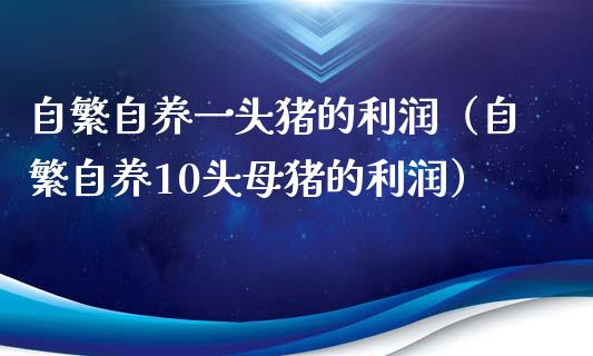 自繁自养一头猪的利润（自繁自养10头母猪的利润）_https://www.kuaijiepai.net_期货资讯_第1张