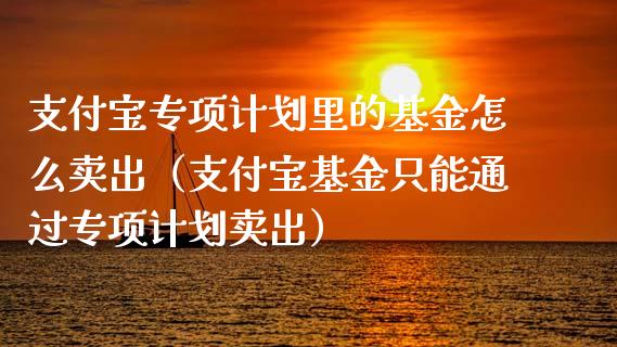 支付宝专项计划里的基金怎么卖出（支付宝基金只能通过专项计划卖出）_https://www.kuaijiepai.net_投资理财_第1张