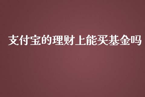 支付宝的理财上能买基金吗_https://www.kuaijiepai.net_投资理财_第1张