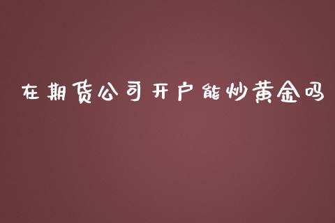 在期货公司开户能炒黄金吗_https://www.kuaijiepai.net_国际期货_第1张