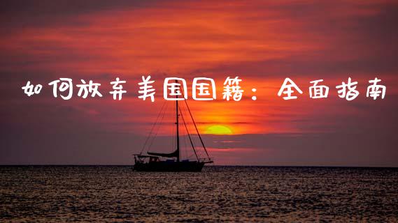 如何放弃美国国籍：全面指南_https://www.kuaijiepai.net_投资理财_第1张