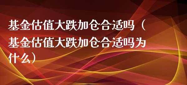 基金估值大跌加仓合适吗（基金估值大跌加仓合适吗为什么）_https://www.kuaijiepai.net_期货理财_第1张