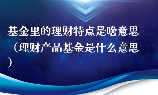 基金里的理财特点是啥意思（理财产品基金是什么意思）_https://www.kuaijiepai.net_投资理财_第1张