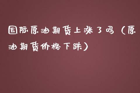 国际原油期货上涨了吗（原油期货价格下跌）_https://www.kuaijiepai.net_国际期货_第1张