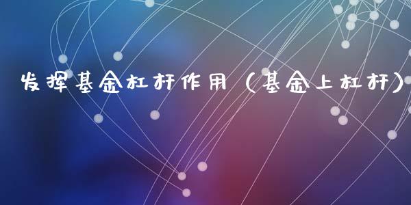 发挥基金杠杆作用（基金上杠杆）_https://www.kuaijiepai.net_投资理财_第1张