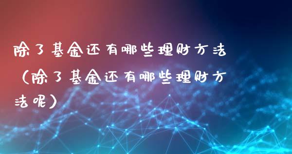 除了基金还有哪些理财方法（除了基金还有哪些理财方法呢）_https://www.kuaijiepai.net_期货理财_第1张