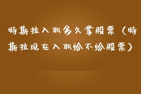 特斯拉入职多久拿股票（特斯拉现在入职给不给股票）_https://www.kuaijiepai.net_新股新闻_第1张