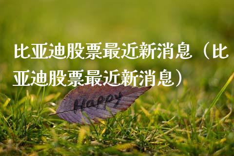 比亚迪股票最近新消息（比亚迪股票最近新消息）_https://www.kuaijiepai.net_新股新闻_第1张