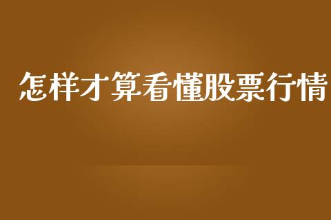 怎样才算看懂股票行情_https://www.kuaijiepai.net_新股新闻_第1张