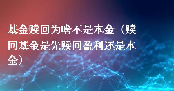 基金赎回为啥不是本金（赎回基金是先赎回盈利还是本金）_https://www.kuaijiepai.net_投资理财_第1张