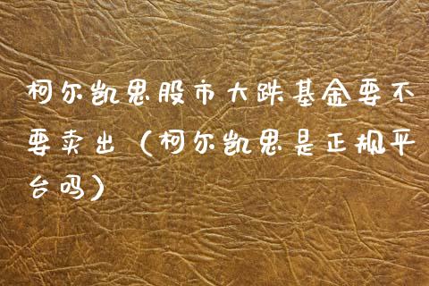 柯尔凯思股市大跌基金要不要卖出（柯尔凯思是正规平台吗）_https://www.kuaijiepai.net_期货理财_第1张