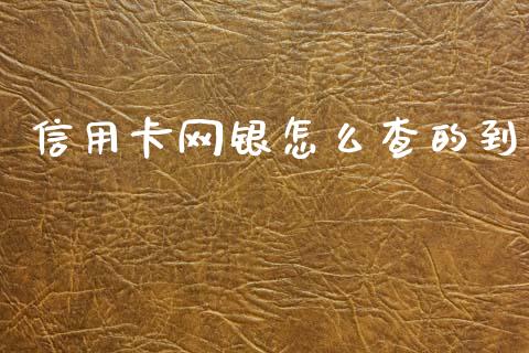信用卡网银怎么查的到_https://www.kuaijiepai.net_期货理财_第1张