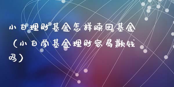 小白理财基金怎样赎回基金（小白学基金理财容易歉钱吗）_https://www.kuaijiepai.net_投资理财_第1张