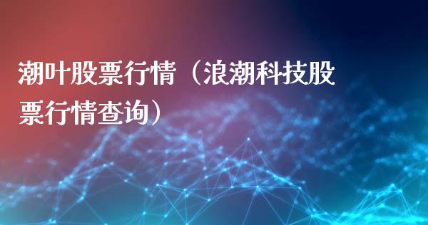 潮叶股票行情（浪潮科技股票行情查询）_https://www.kuaijiepai.net_新股新闻_第1张