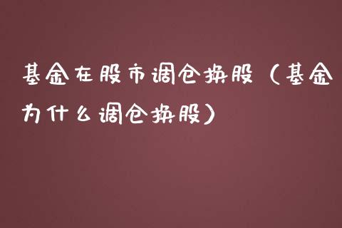 基金在股市调仓换股（基金为什么调仓换股）_https://www.kuaijiepai.net_期货理财_第1张