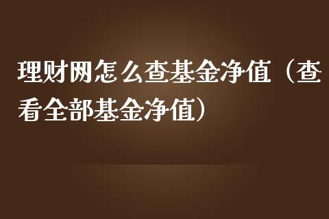 理财网怎么查基金净值（查看全部基金净值）_https://www.kuaijiepai.net_期货理财_第1张